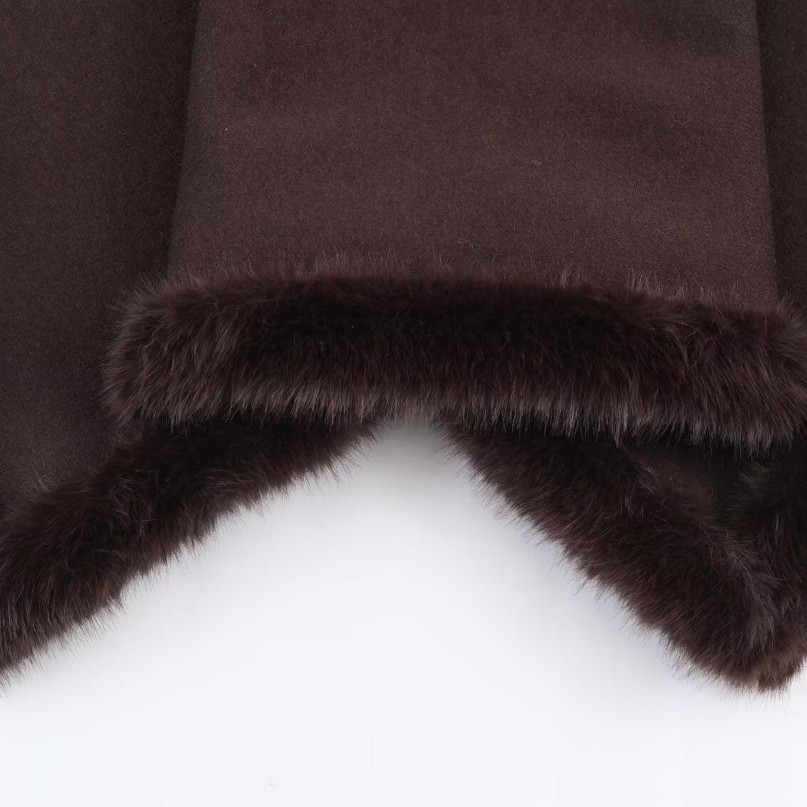 Women's Fashion Faux Fur Knit Cape Coat