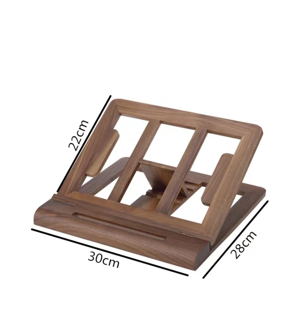 Walnut Solid Wood Desktop Laptop Stand, Home Tablet Riser with Cooling Ventilation, Foldable Portable Mini Holder