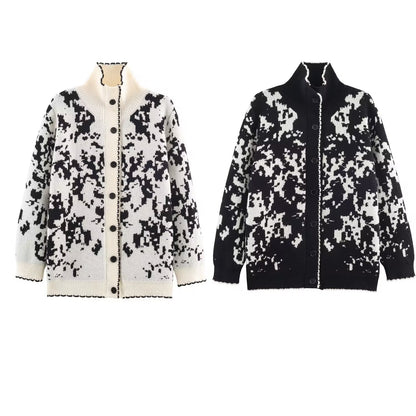 New Women's Fashion Casual Versatile Jacquard Knitted Jacket