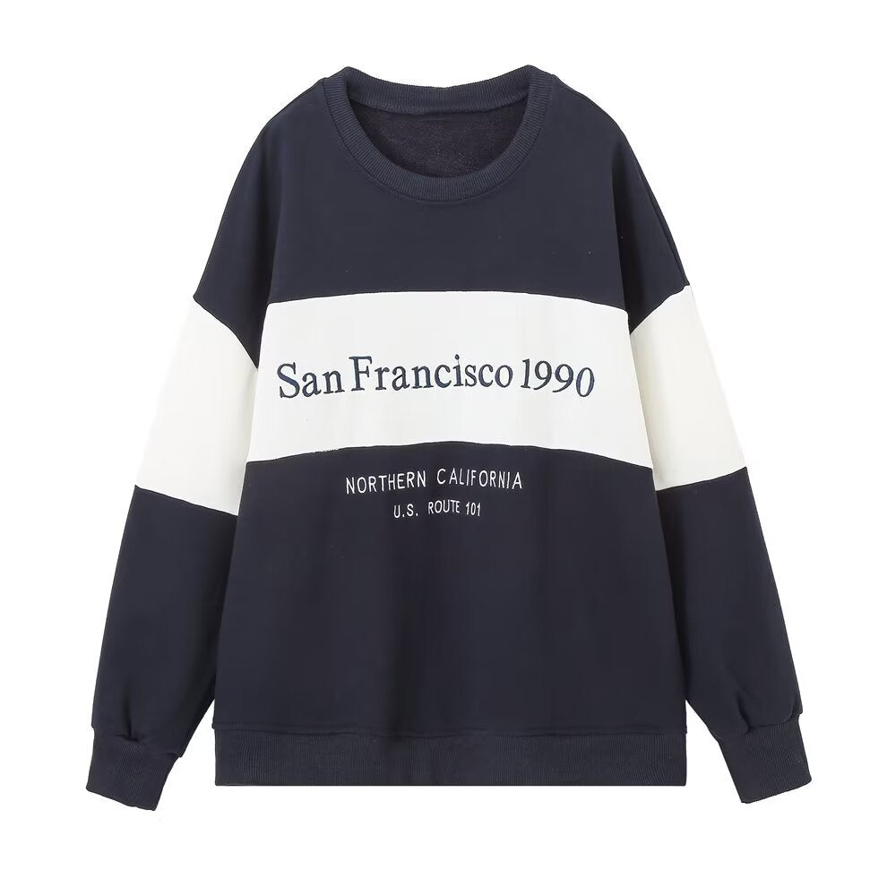 Women's Casual Fashion Hoodie with Text Embroidery