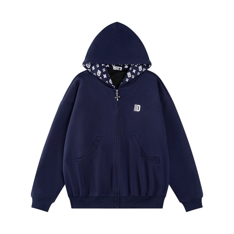 Hooded Sweatshirt Jacket Casual Loose Fit Couple's Fashion Top