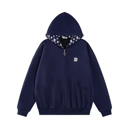 Hooded Sweatshirt Jacket Casual Loose Fit Couple's Fashion Top