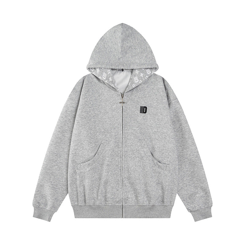 Hooded Sweatshirt Jacket Casual Loose Fit Couple's Fashion Top