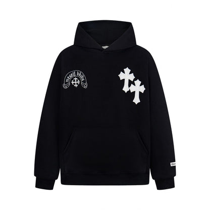 Retro Letter Print Hoodie Unisex Casual Couple Loose Outerwear