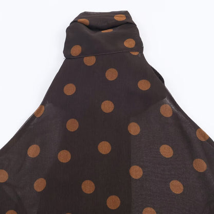 New Women's Fashion Polka Dot Chiffon Halter Neck Top