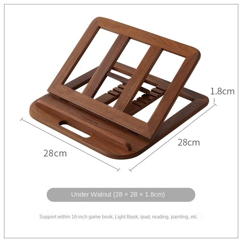Walnut Solid Wood Desktop Laptop Stand, Home Tablet Riser with Cooling Ventilation, Foldable Portable Mini Holder