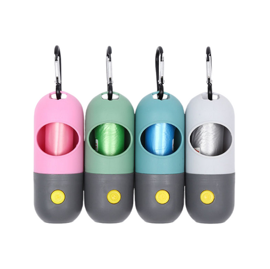 Multi functional LED with light pet garbage bag cat and dog dispenser toilet bag pill cleaning product