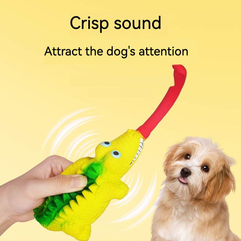 Toy New Product Latex Tongue Squeezing Lizard Crocodile Squeezing and Making Sounds Funny and Soothing Dog Toys