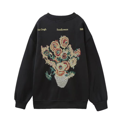Style Floral Embroidery Long Sleeve Hoodie