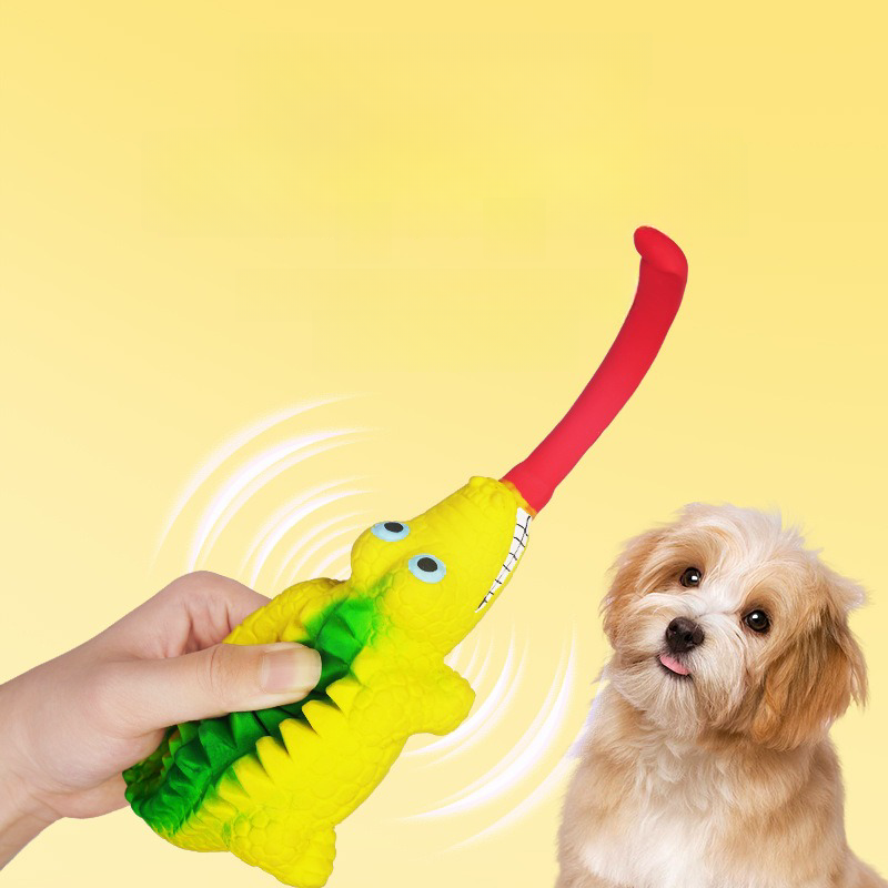 Toy New Product Latex Tongue Squeezing Lizard Crocodile Squeezing and Making Sounds Funny and Soothing Dog Toys