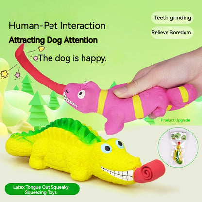 Toy New Product Latex Tongue Squeezing Lizard Crocodile Squeezing and Making Sounds Funny and Soothing Dog Toys