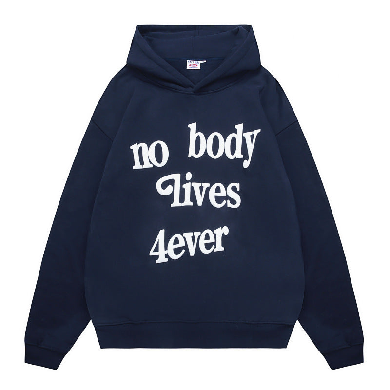 Style Retro Letter Print Hoodie for Women, Streetwear Loose Fit Couple Top