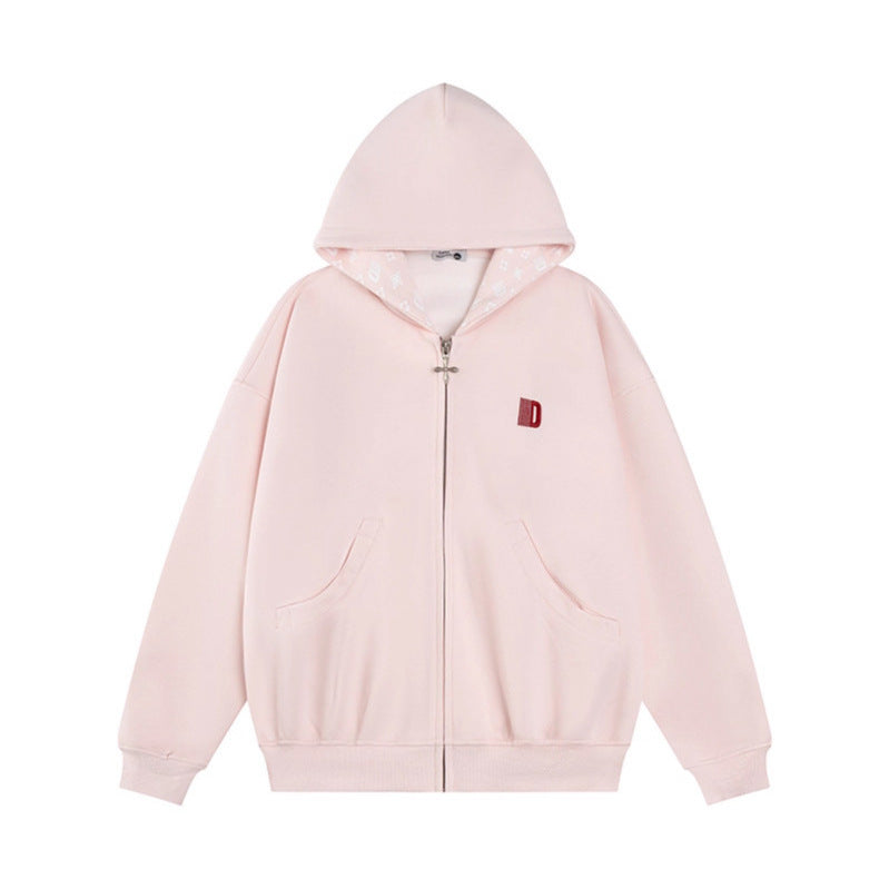 Hooded Sweatshirt Jacket Casual Loose Fit Couple's Fashion Top