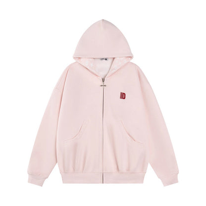 Hooded Sweatshirt Jacket Casual Loose Fit Couple's Fashion Top