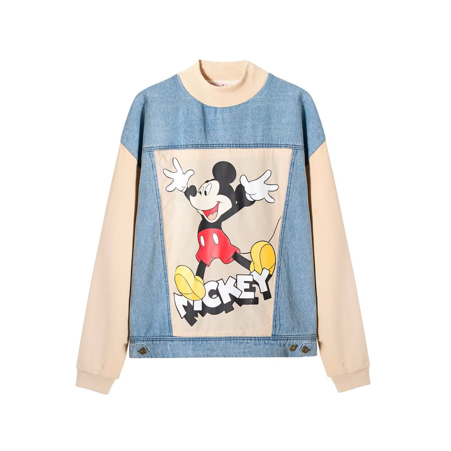 New Women's Fashion Versatile Mickey Mouse Print Spliced Hoodie