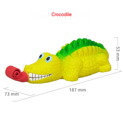 Toy New Product Latex Tongue Squeezing Lizard Crocodile Squeezing and Making Sounds Funny and Soothing Dog Toys