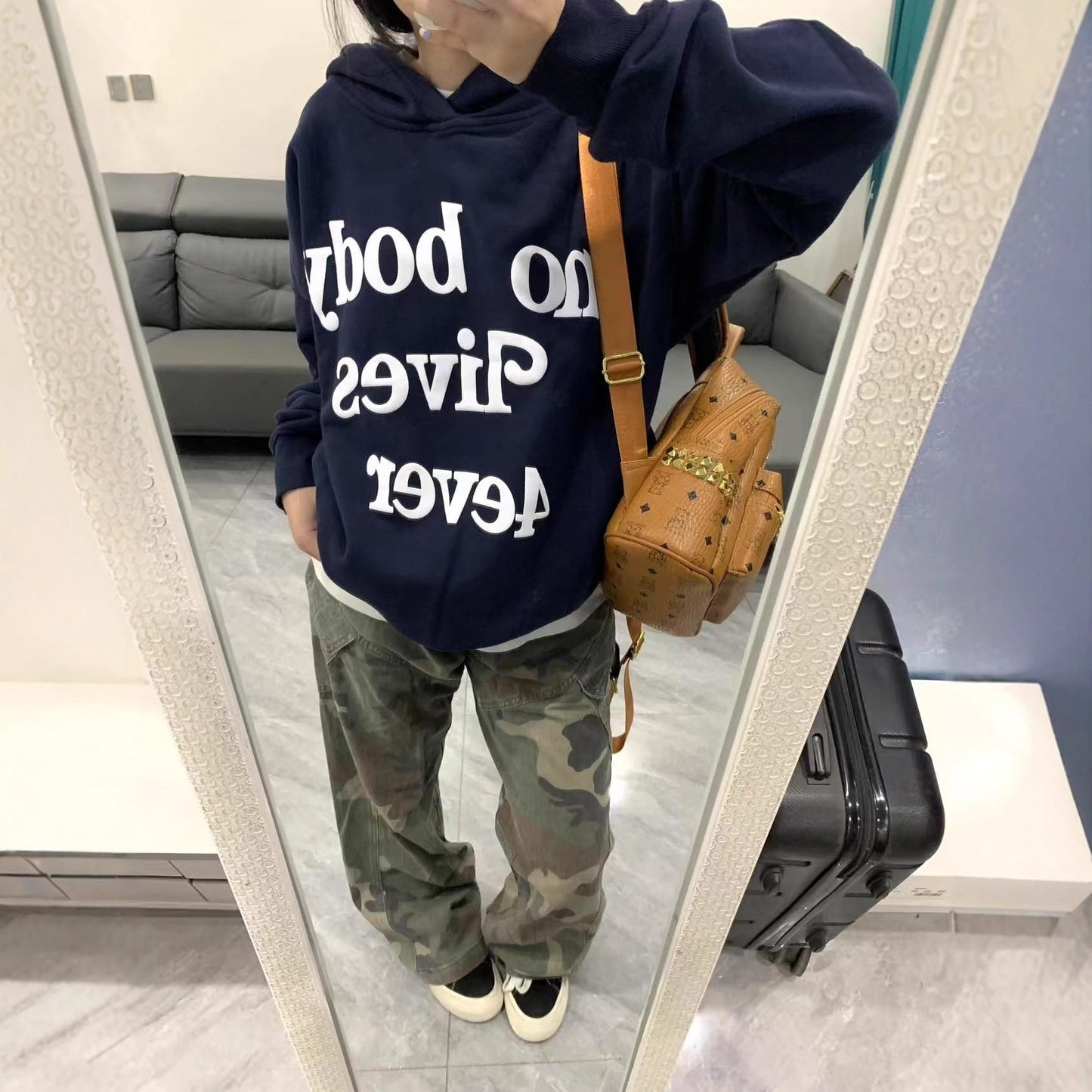 Style Retro Letter Print Hoodie for Women, Streetwear Loose Fit Couple Top