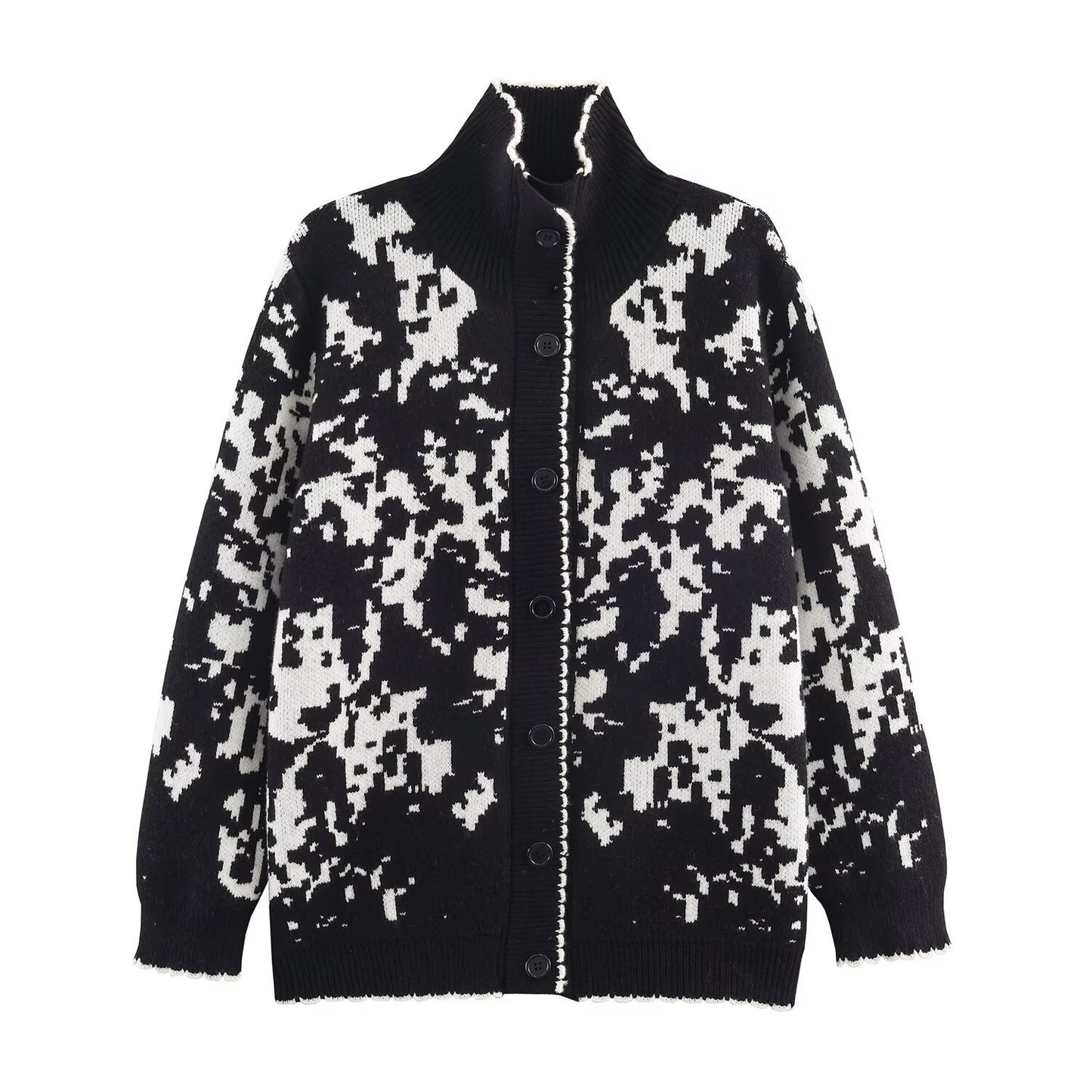 New Women's Fashion Casual Versatile Jacquard Knitted Jacket