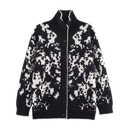 New Women's Fashion Casual Versatile Jacquard Knitted Jacket