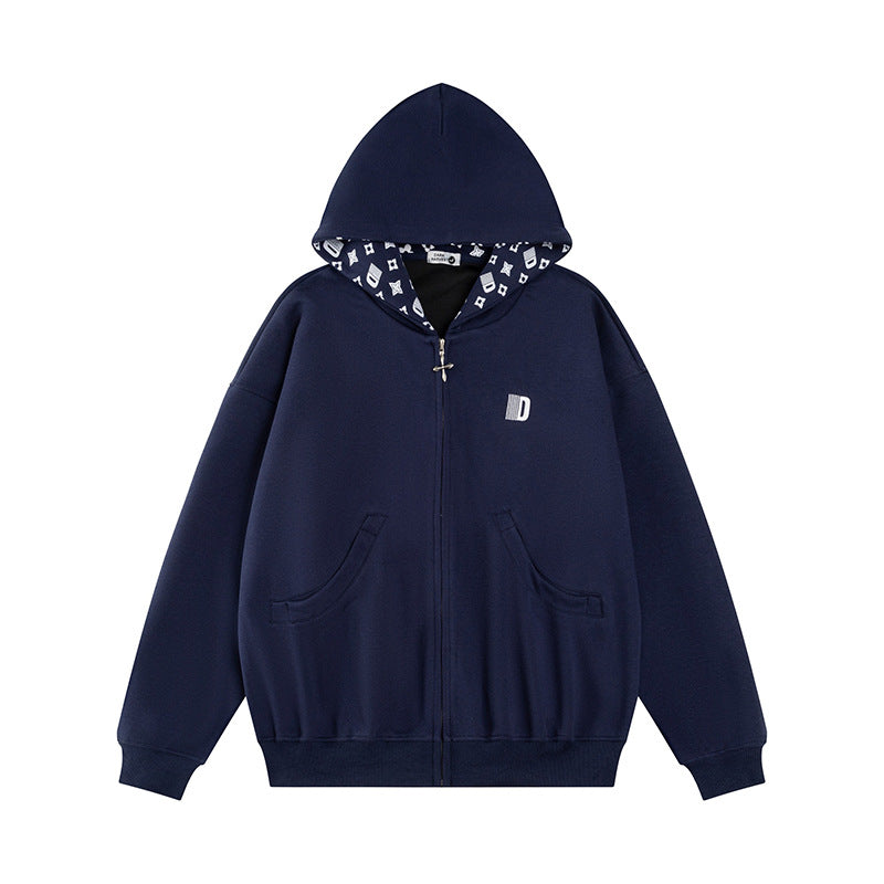 Hooded Sweatshirt Jacket Casual Loose Fit Couple's Fashion Top