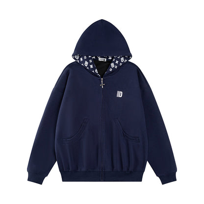 Hooded Sweatshirt Jacket Casual Loose Fit Couple's Fashion Top