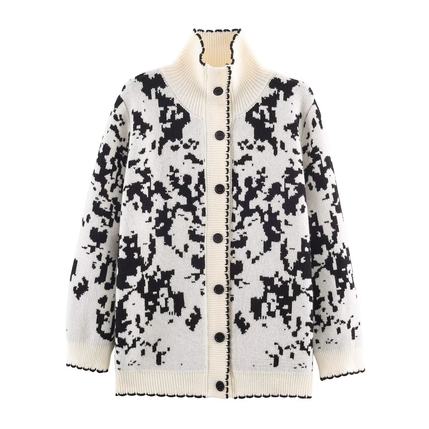 New Women's Fashion Casual Versatile Jacquard Knitted Jacket