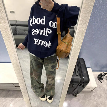 Style Retro Letter Print Hoodie for Women, Streetwear Loose Fit Couple Top