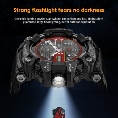 Outdoor sports smartwatch ATTACK GT Bluetooth call compass flashlight music